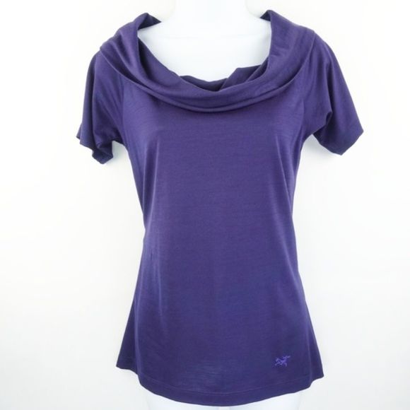 Arc'teryx A2B Cowl Neck Short Sleeve Tee Blue S - Picture 2 of 8